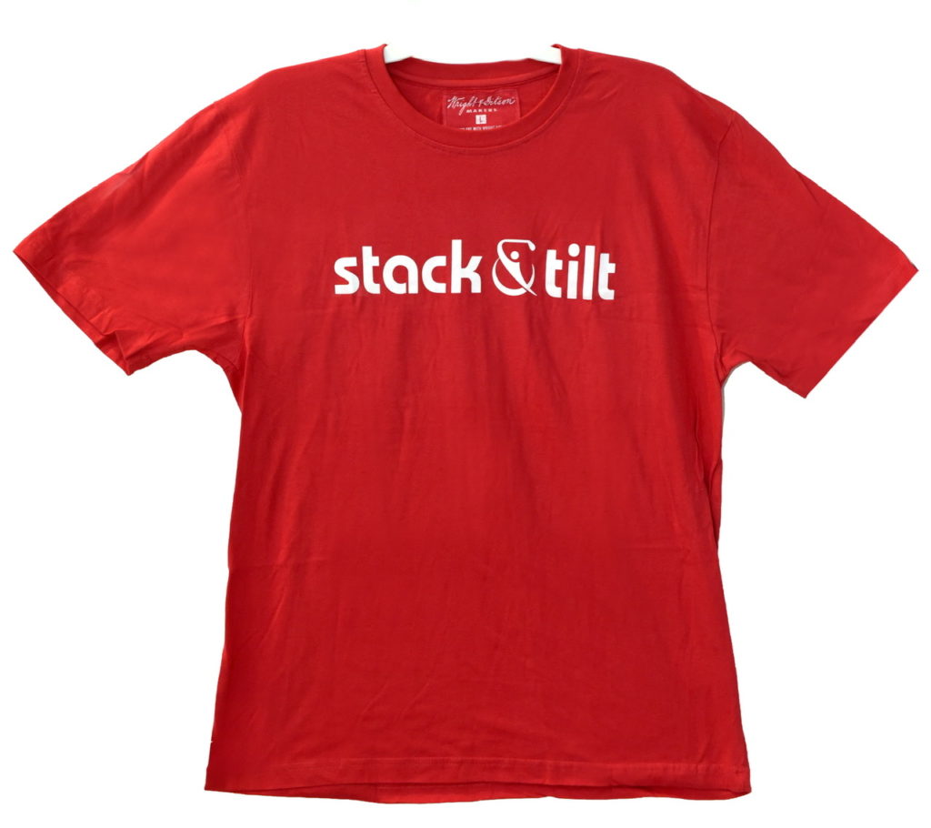 Stack&Tilt Golf Logo T Shirt Red/White Wordmark