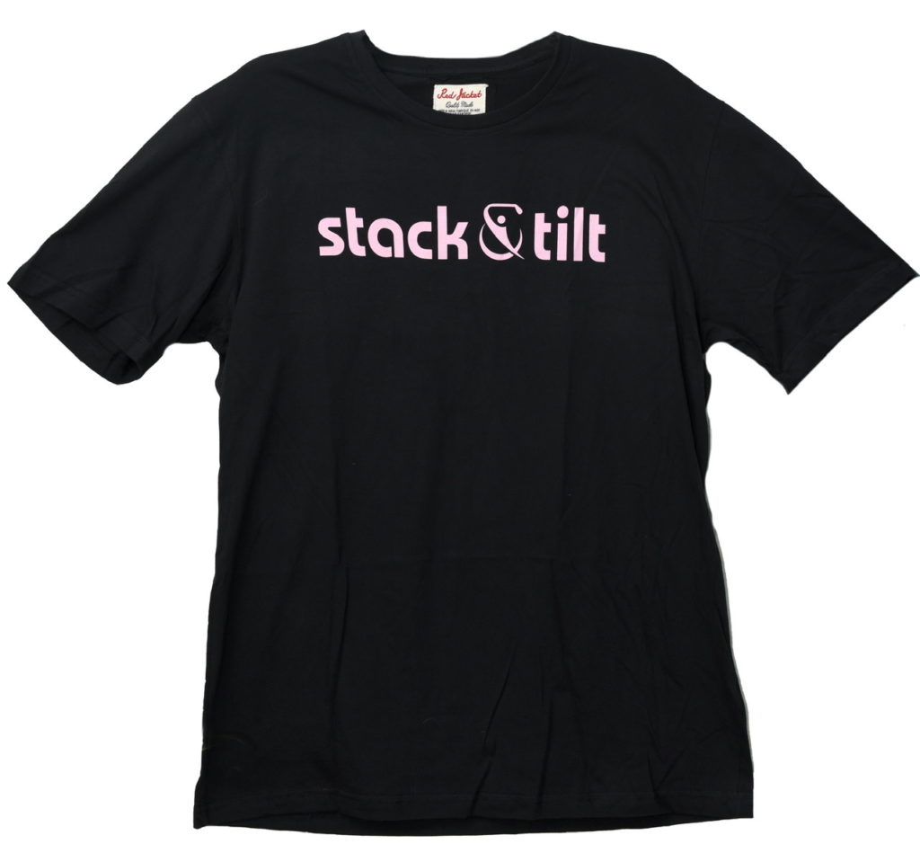 Stack&Tilt Golf Logo T Shirt Black/Magenta Wordmark